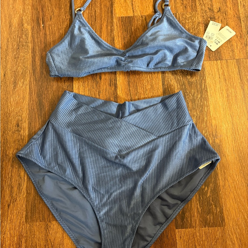 Aerie Blue Ribbed Bikini Set